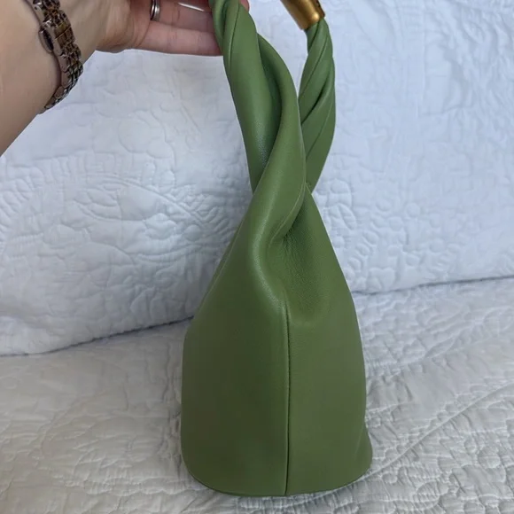 Cult Gaia Meerah Bag Calla Lily Green Gold Leather Mini Shoulder Handbag Top - Picture 9 of 14